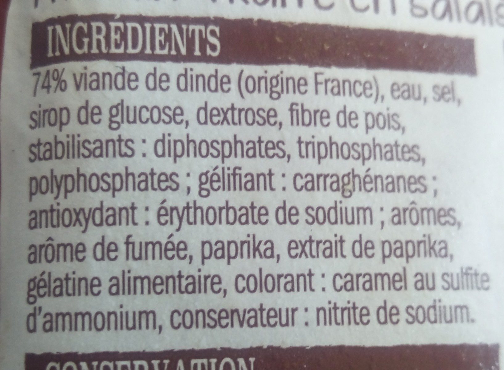 rôti de dinde cuit goût fumé - Ingredients - fr
