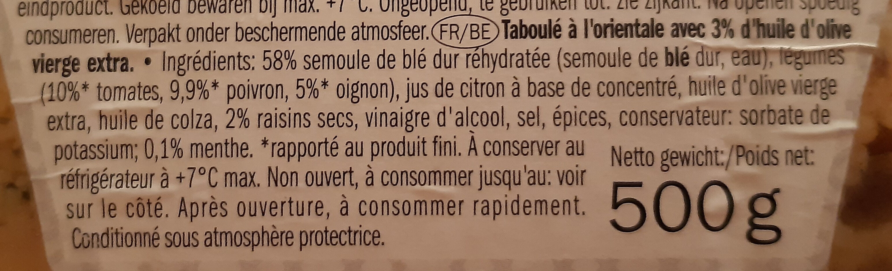 Taboulé à l’orientale - Ingredients - fr