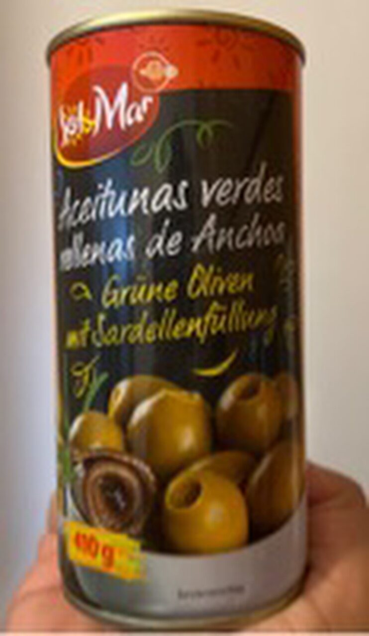 grüne Oliven mit Sardellenfüllung - Produit