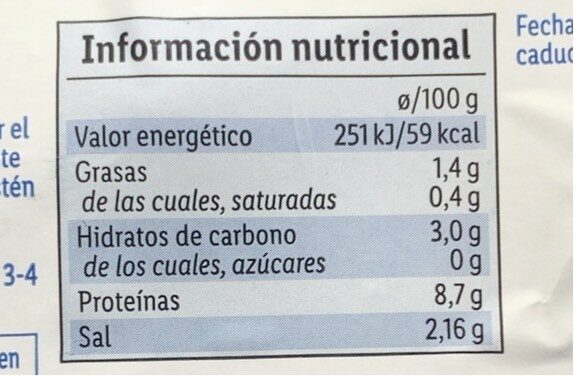 Mejillon - Informació nutricional - es