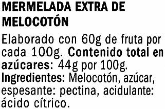 Mermelada extra de melocotón - 60% fruta sin gluten - Ingredients - es