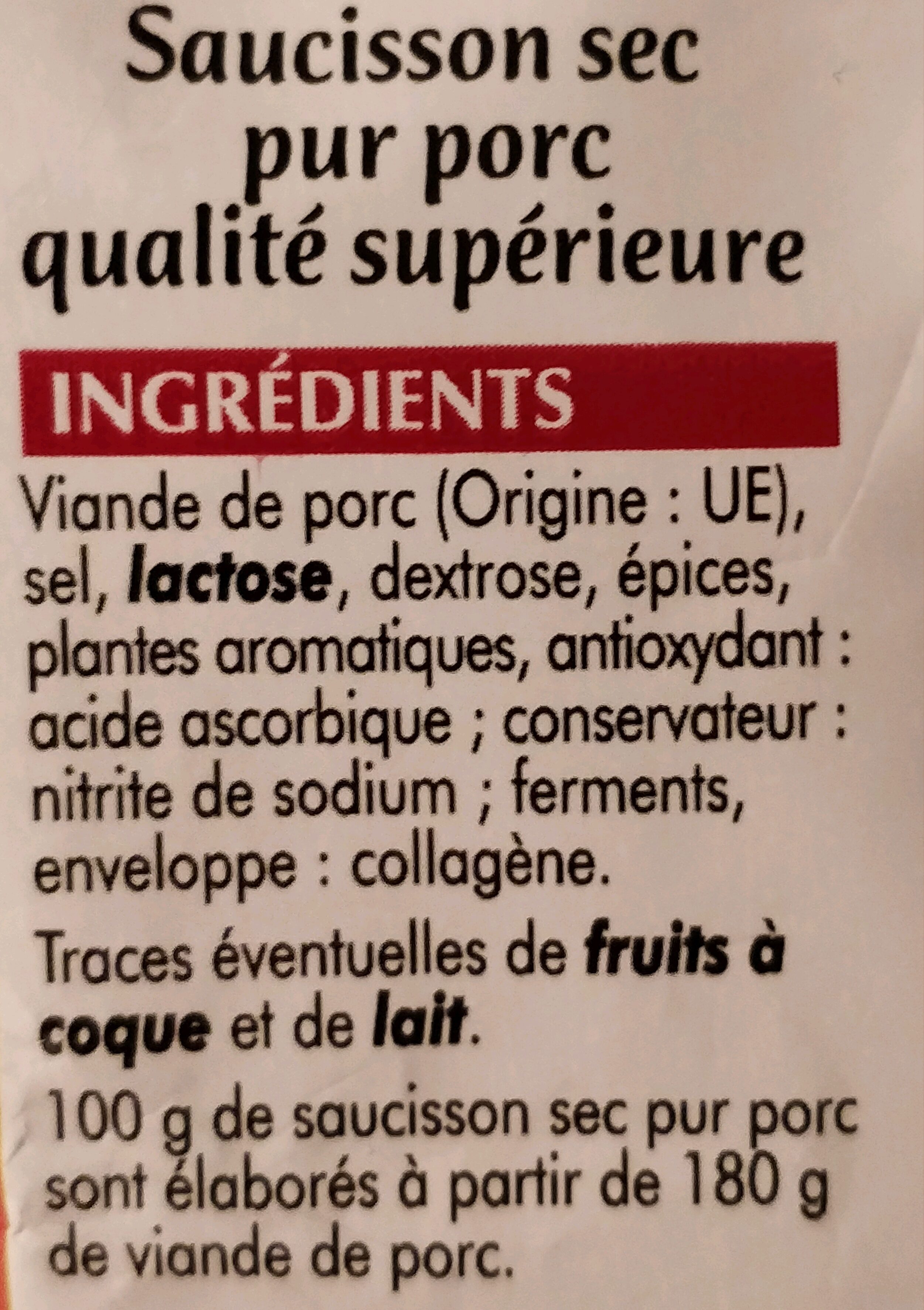 Mini saucissons nature - Ingredients - fr