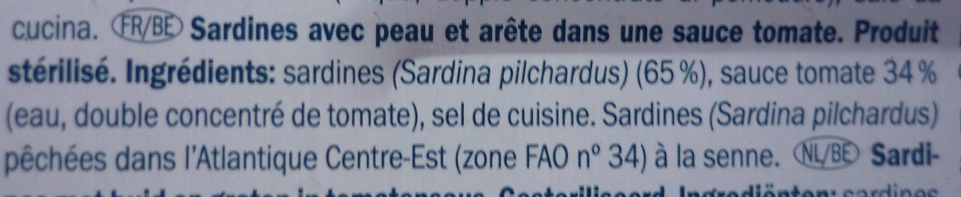 Sardines à la tomate - Ingrédients