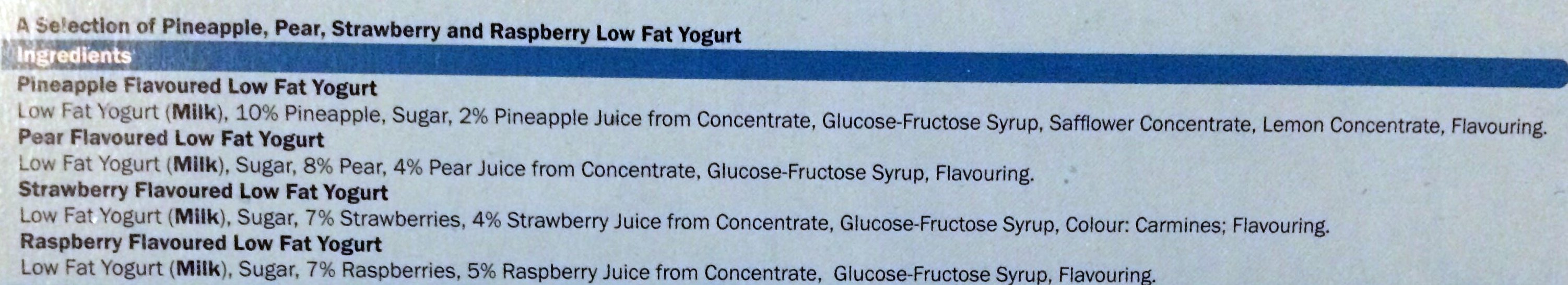 Fruit yogurt - Ingredients