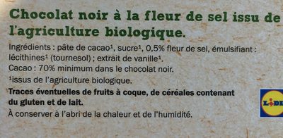 Chocolat noir bio - Ingredients - fr