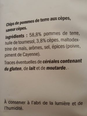 Chips aux cèpes - Sastojci - fr