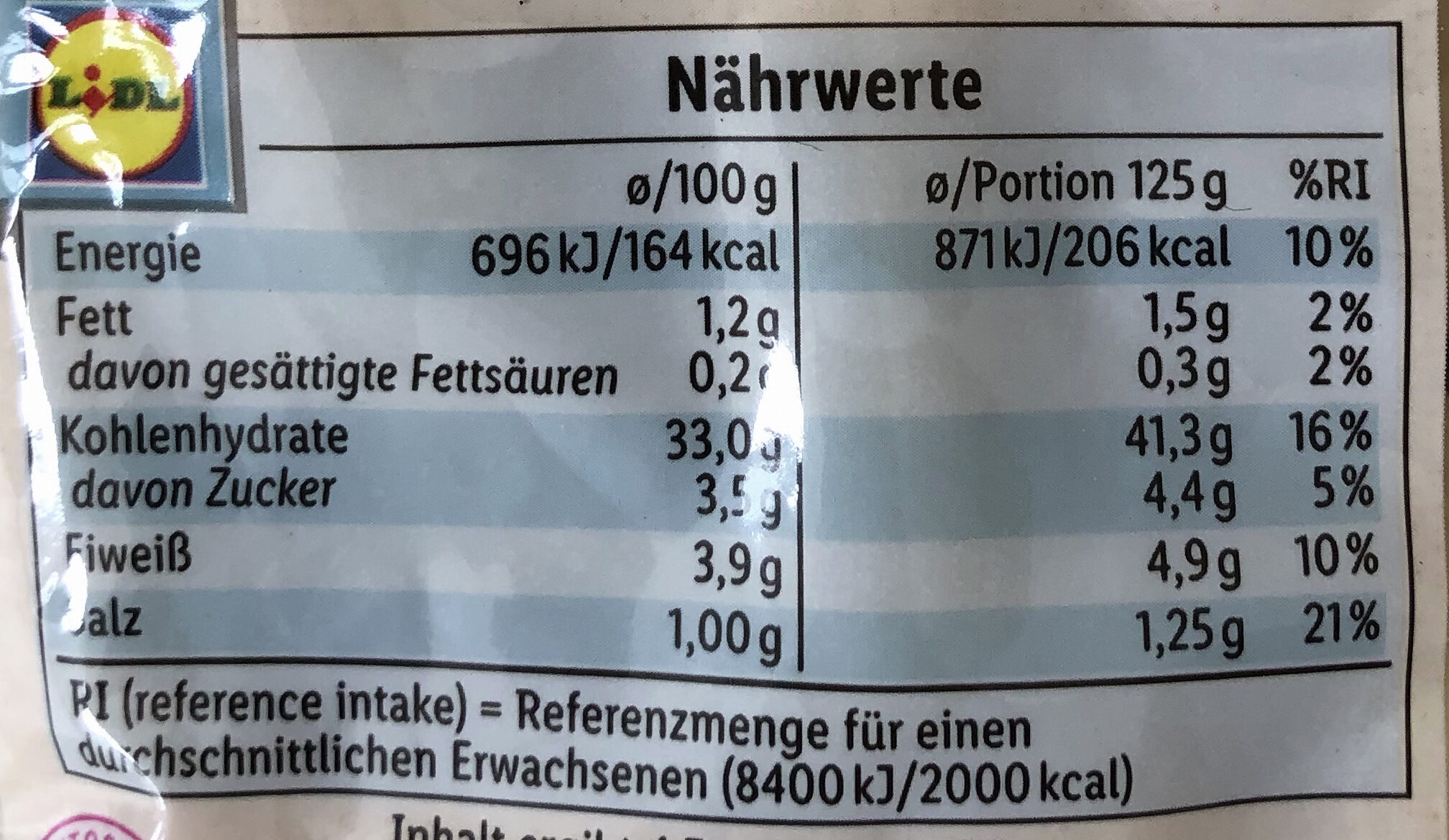 Klassische Schupfnudeln - Nutrition facts - de