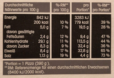 Pizza Rucola e Pomodorini - Nutrition facts - de