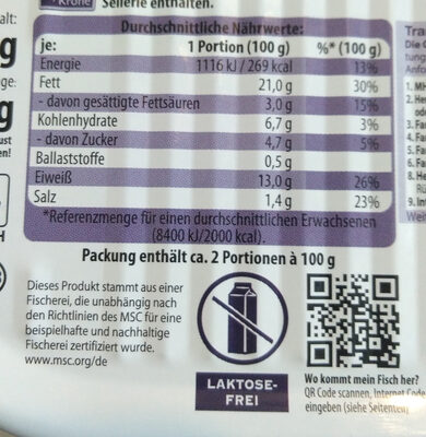 Premium Heringsfilets in Pfeffer-Creme - Nährwertangaben