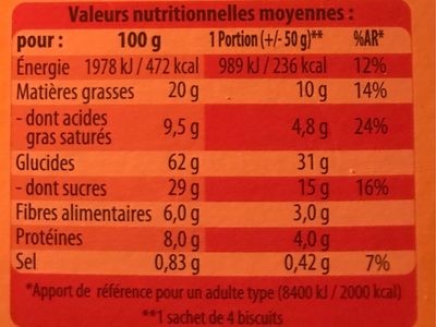 Baton musli jabłko - Valori nutrizionali - fr