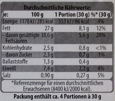Frischkäsezubereitung mit frischem Schnittlauch - Información nutricional - de