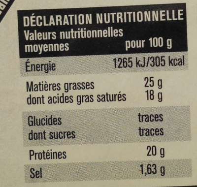 Petit Saint-Paulin croute naturelle - Nutrition facts - fr