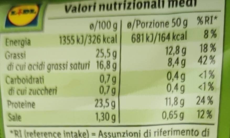 Formaggio a pasta fulata - Nutrition facts