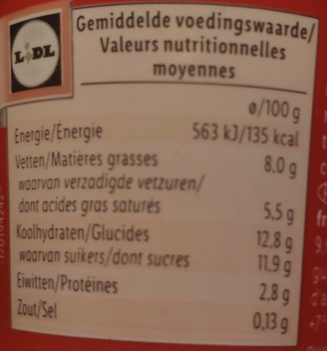 Jogurts - Nährwertangaben - fr