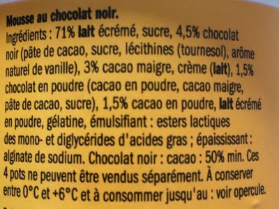 Mousse au Chocolat Noir - Ingredienser - fr