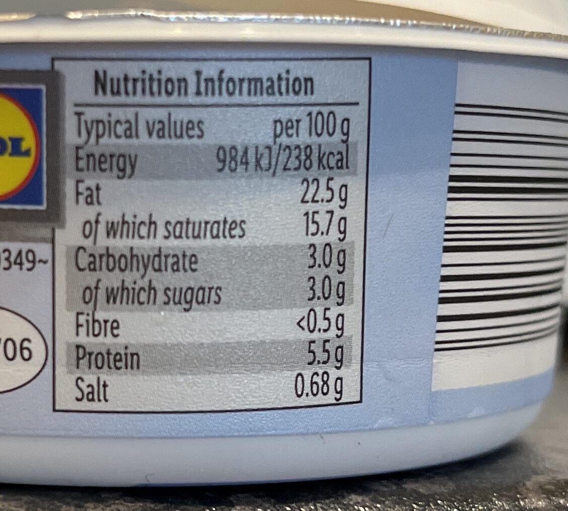 Full fat soft cheese - Nutrition facts