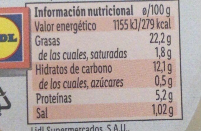 Hummus chili - Información nutricional