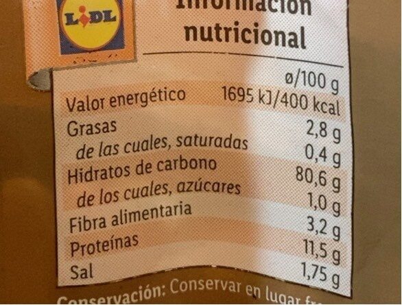 Picos - Información nutricional
