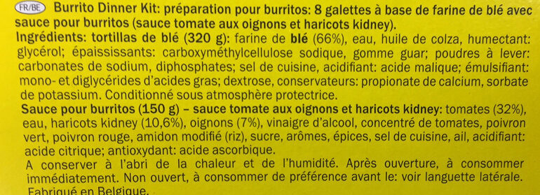 Burrito Dinner Kit, Fladenbrot & Burritosauce - Ingredients - fr