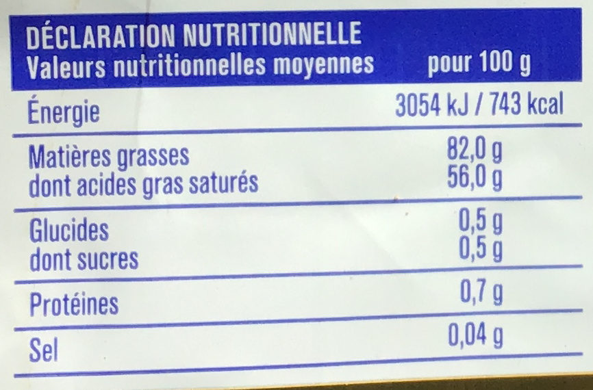 Beurre Gastronomique Doux - Nutrition facts - fr