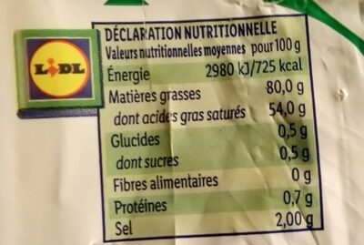 Beurre Moulé demi-sel 500g - Información nutricional - fr