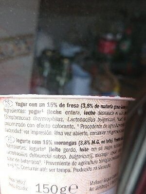 Yogur Bio Organic Fresa - Ingredients - es