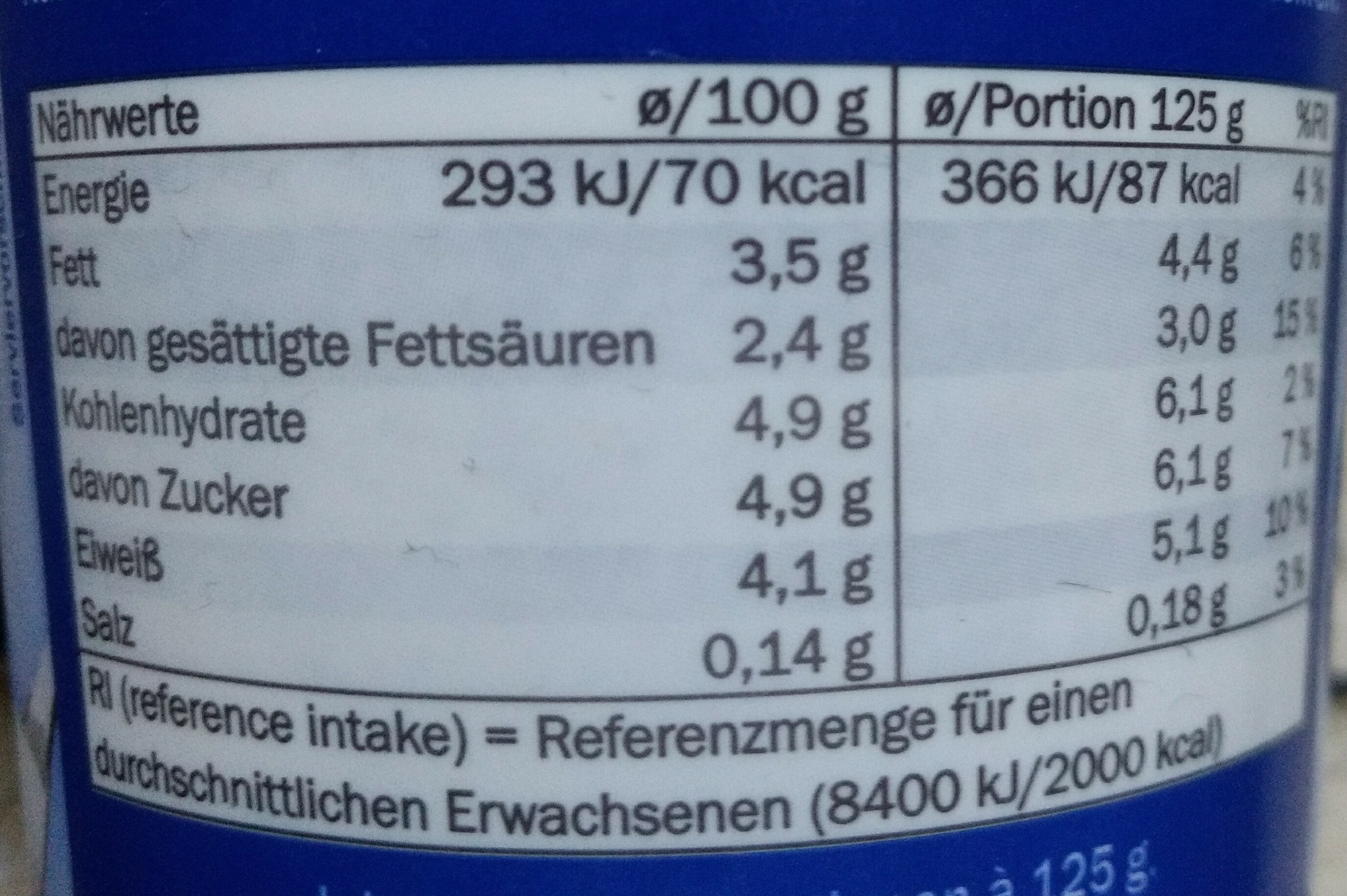 Joghurt mild 3,5% - Voedingswaarden - de
