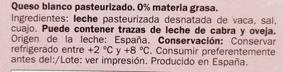 Queso de Burgos 0% - Ingredienti - es