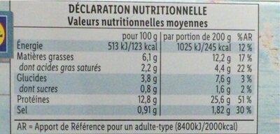 Filetto di merluzzo à la Bordelaise - Nutrition facts - fr