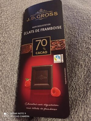 Chocolat noir dégustation aux éclats de framboise (70% cacao) - Producte