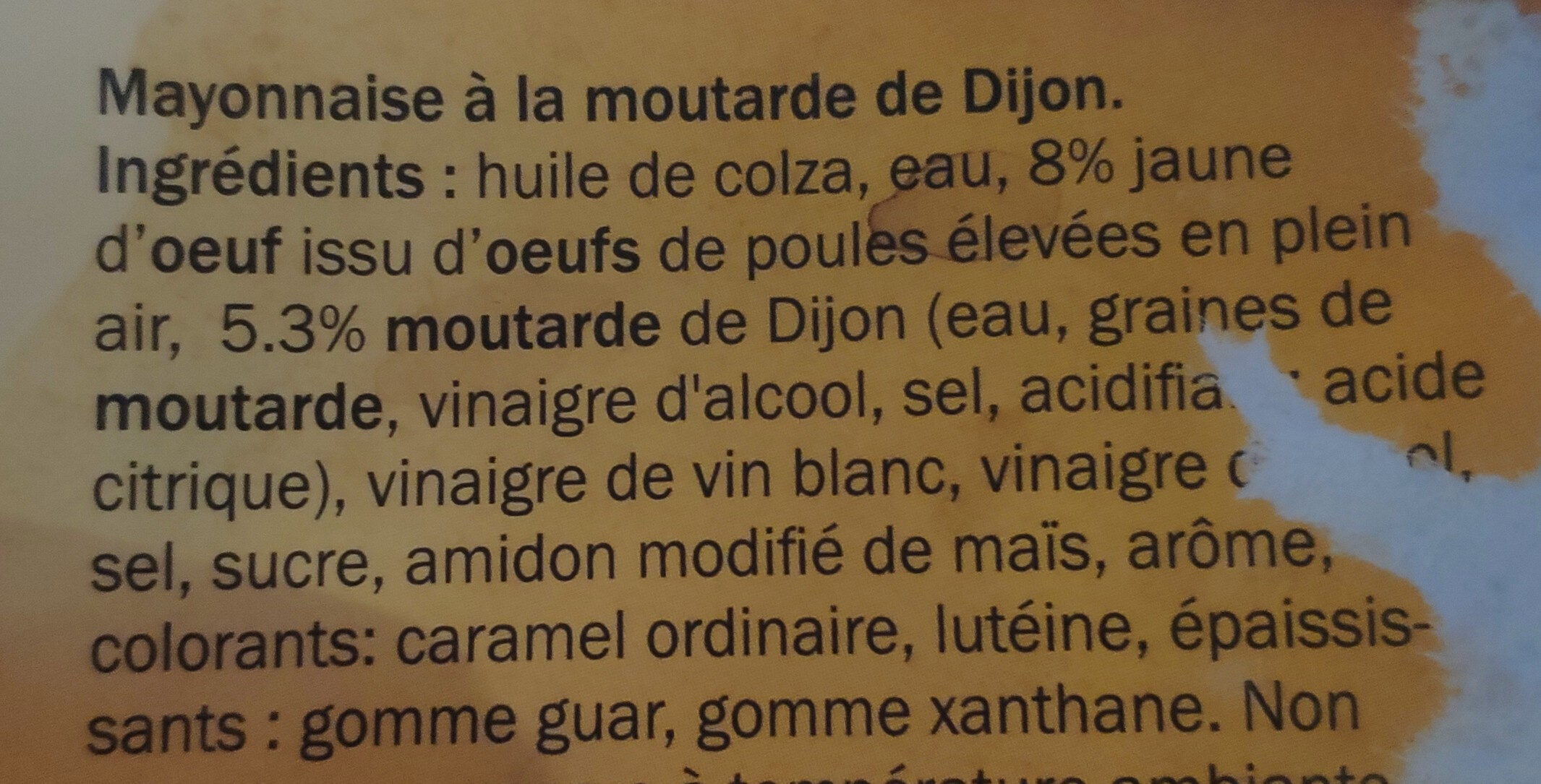 Mayonnaise Moutarde de Dijon - Ingredientes - fr