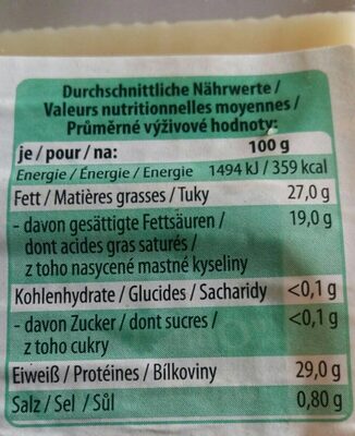 Nussiger Maasdamer - Nutrition facts - fr
