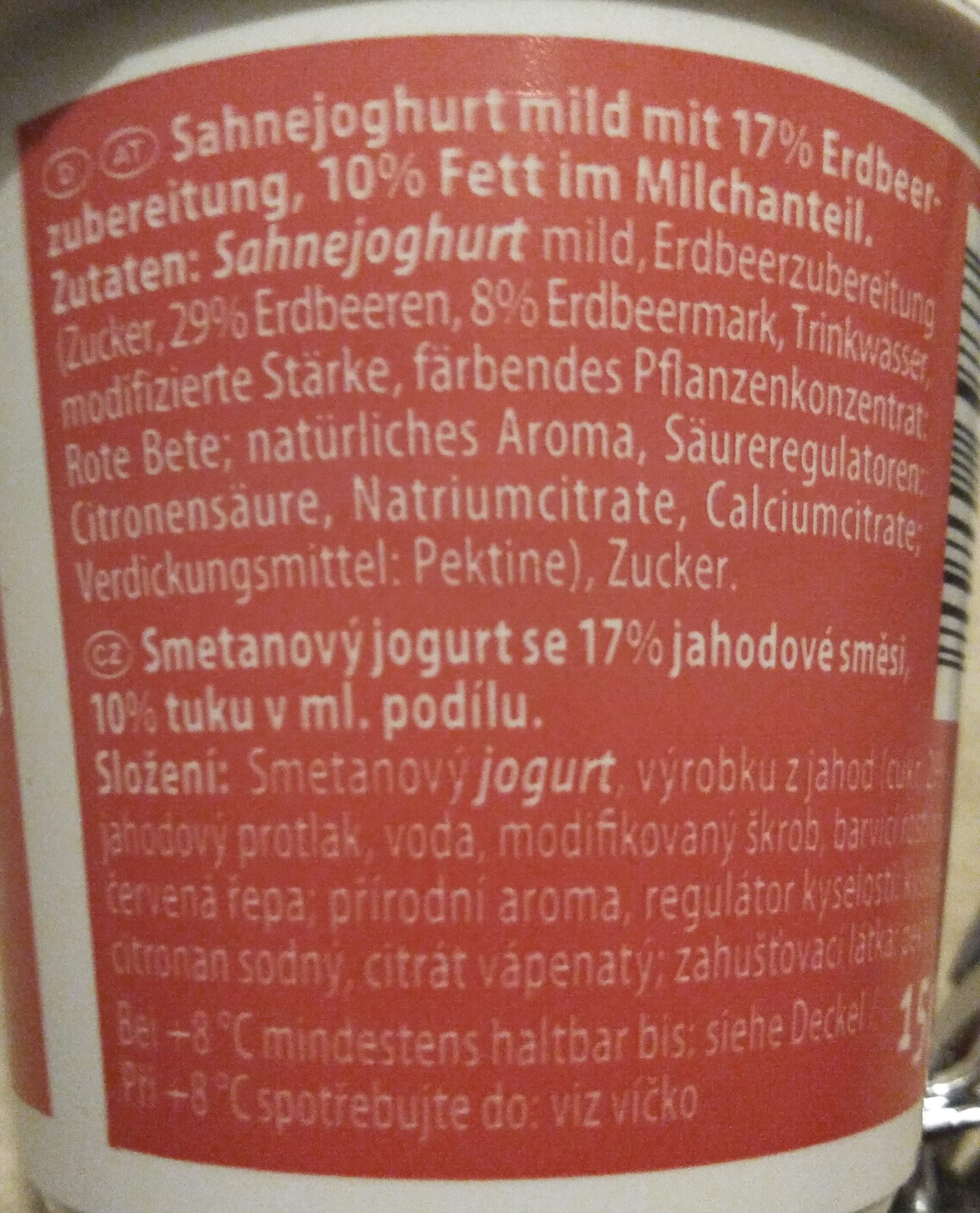 Sahnejoghurt. Erdbeere - Zutaten