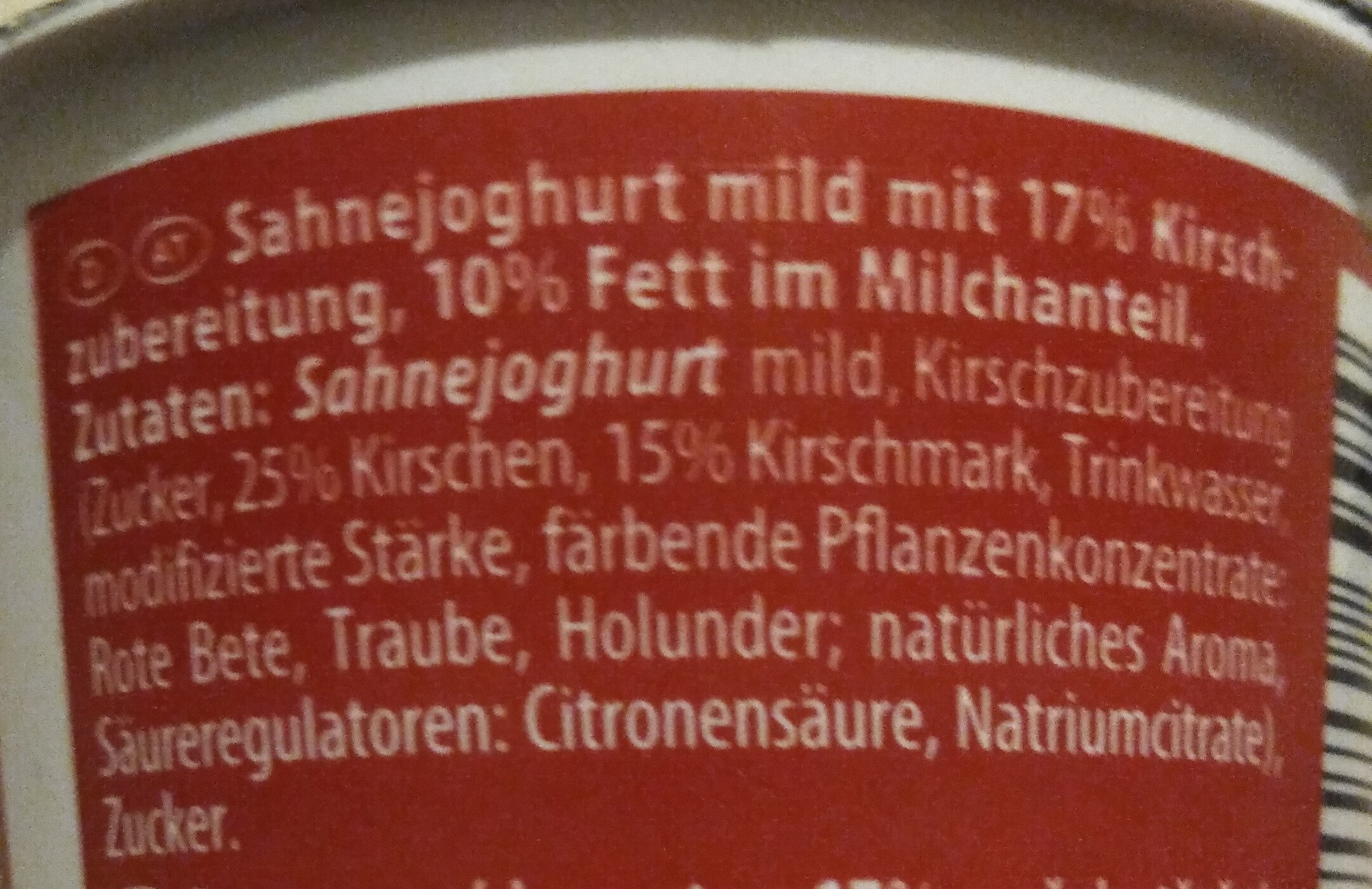 Sahnejoghurt, mild, Kirsche - Zutaten