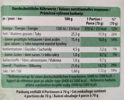 Leckerrom Grilltaler Kräuter - Nutrition facts - pl