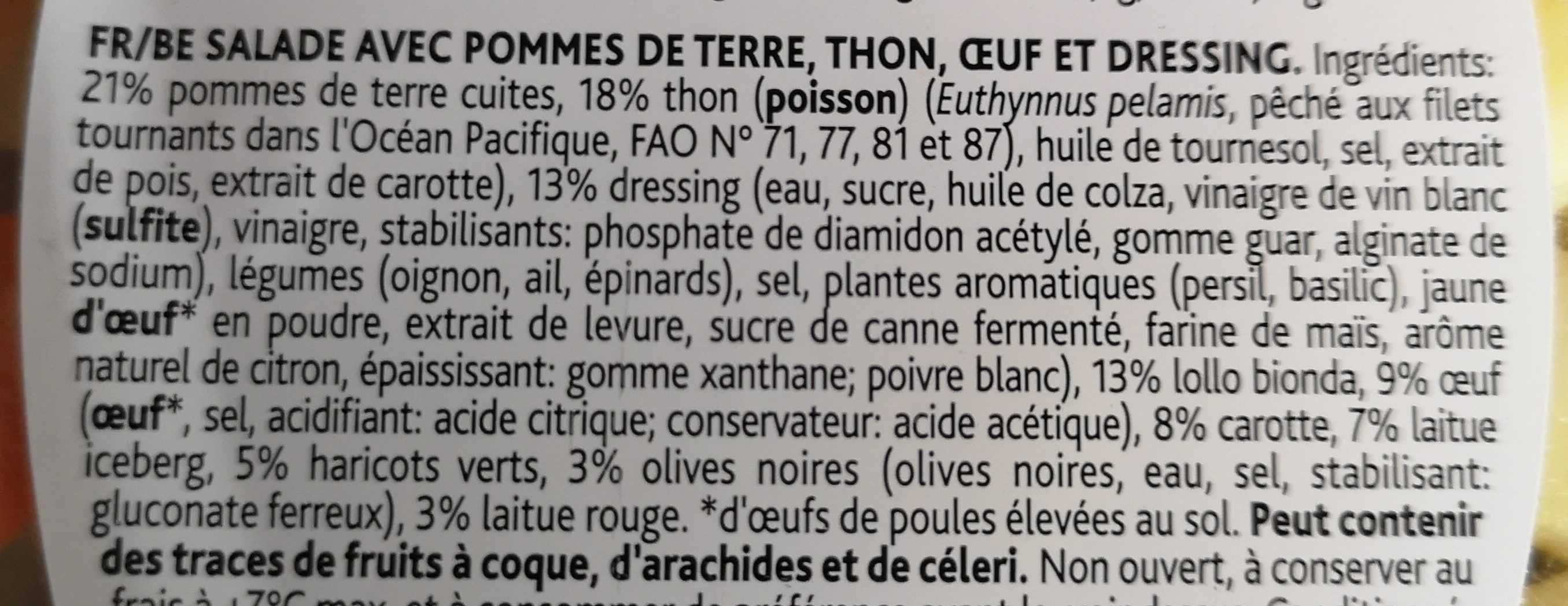 Salade repas thon - Ingrédients