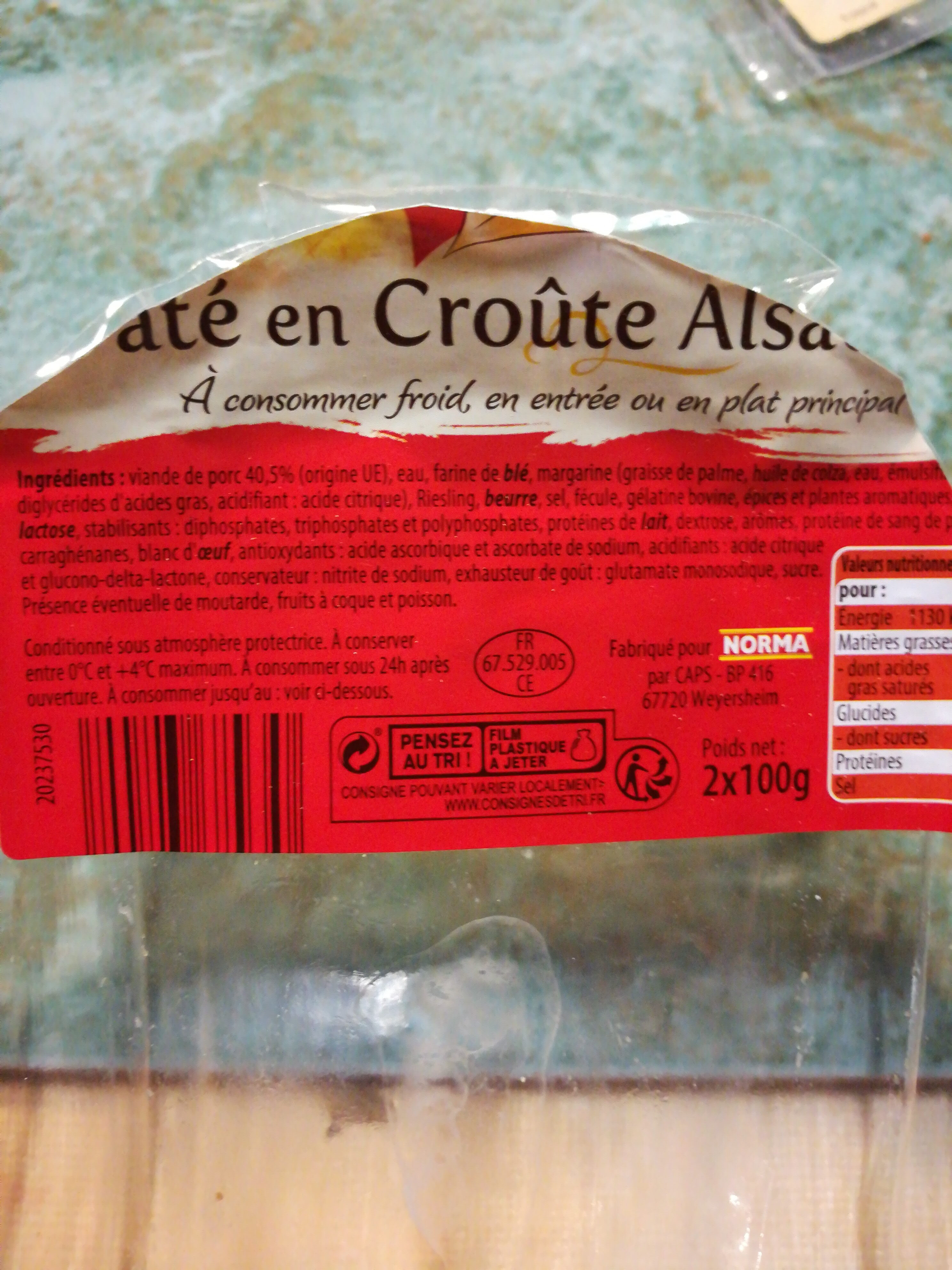 Pâté en croûte alsacien - Ingredients - fr
