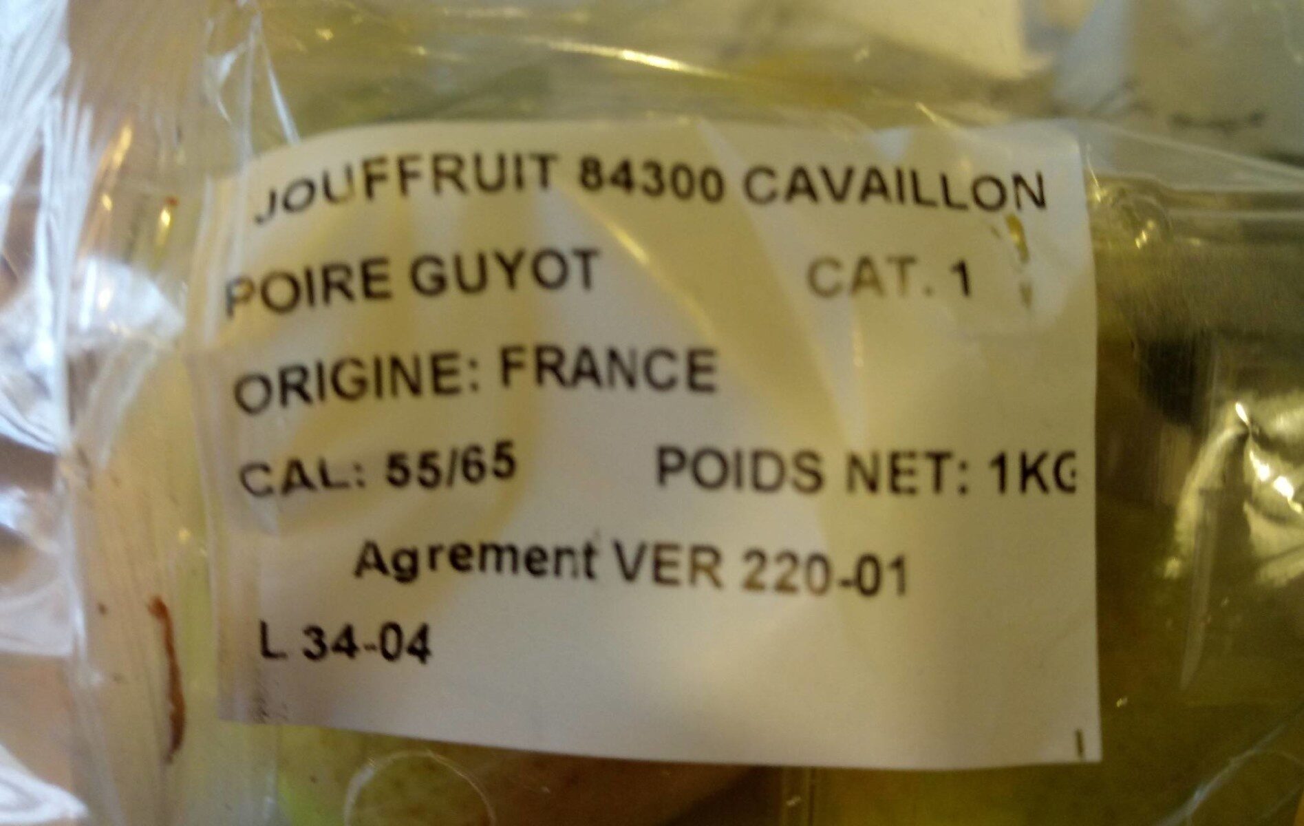 Poire Guyot, 1kg - Voedingswaarden - de