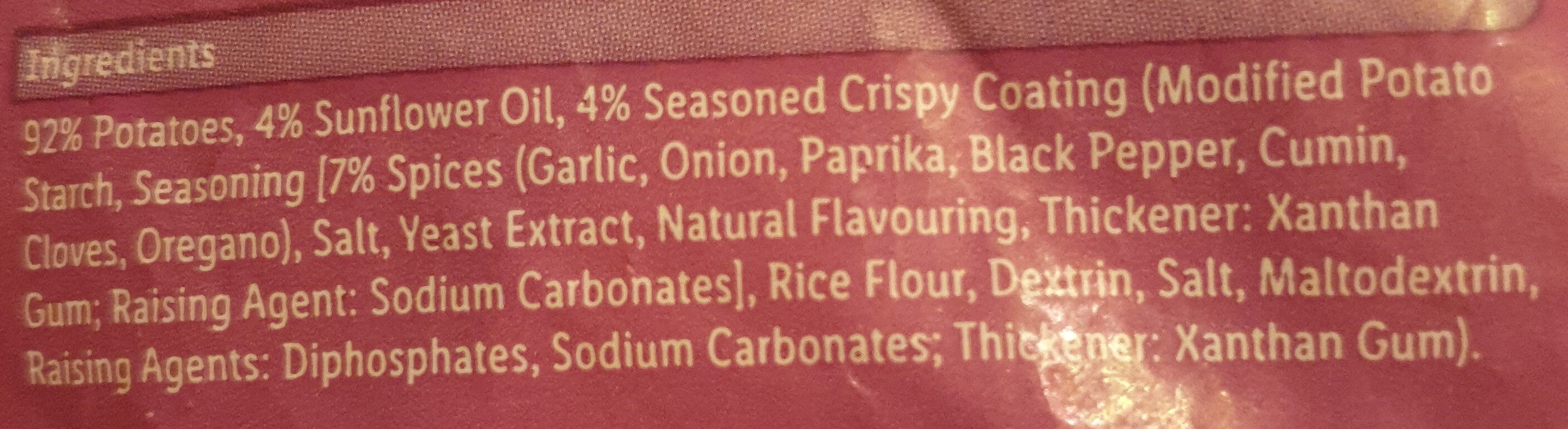 Potato Wedges - Ingredients