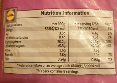 Potato Wedges - Nutrition facts