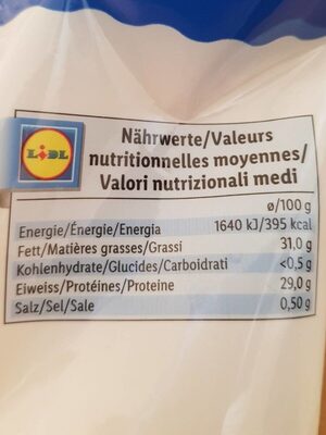 Emmentaler - Nutrition facts