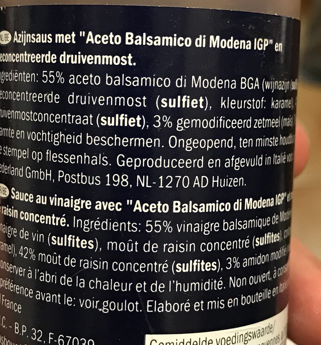 Aceto balsamico di modena - Ingrediënten - fr