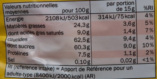 Big Hit - Cacahuetes Chocolatées - Nutrition facts - fr