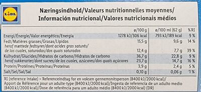 Crisp 'n' Cake Stracciatella - Dados nutricionais