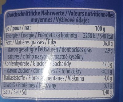 Chips Salz - Nutrition facts - de