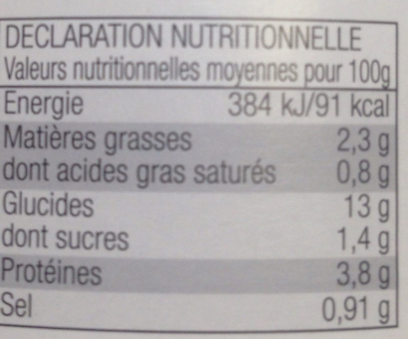 Ravioli Pur Bœuf - Nutrition facts - fr