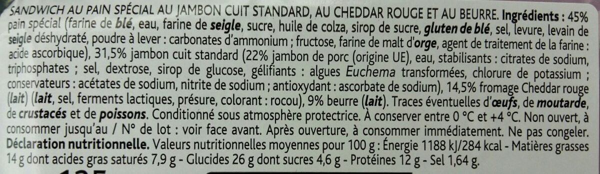 Jambon Cheddar - Ingredients - fr