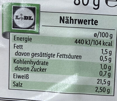 Gebackene Hähnchenbrust Kräuter - Informació nutricional - de