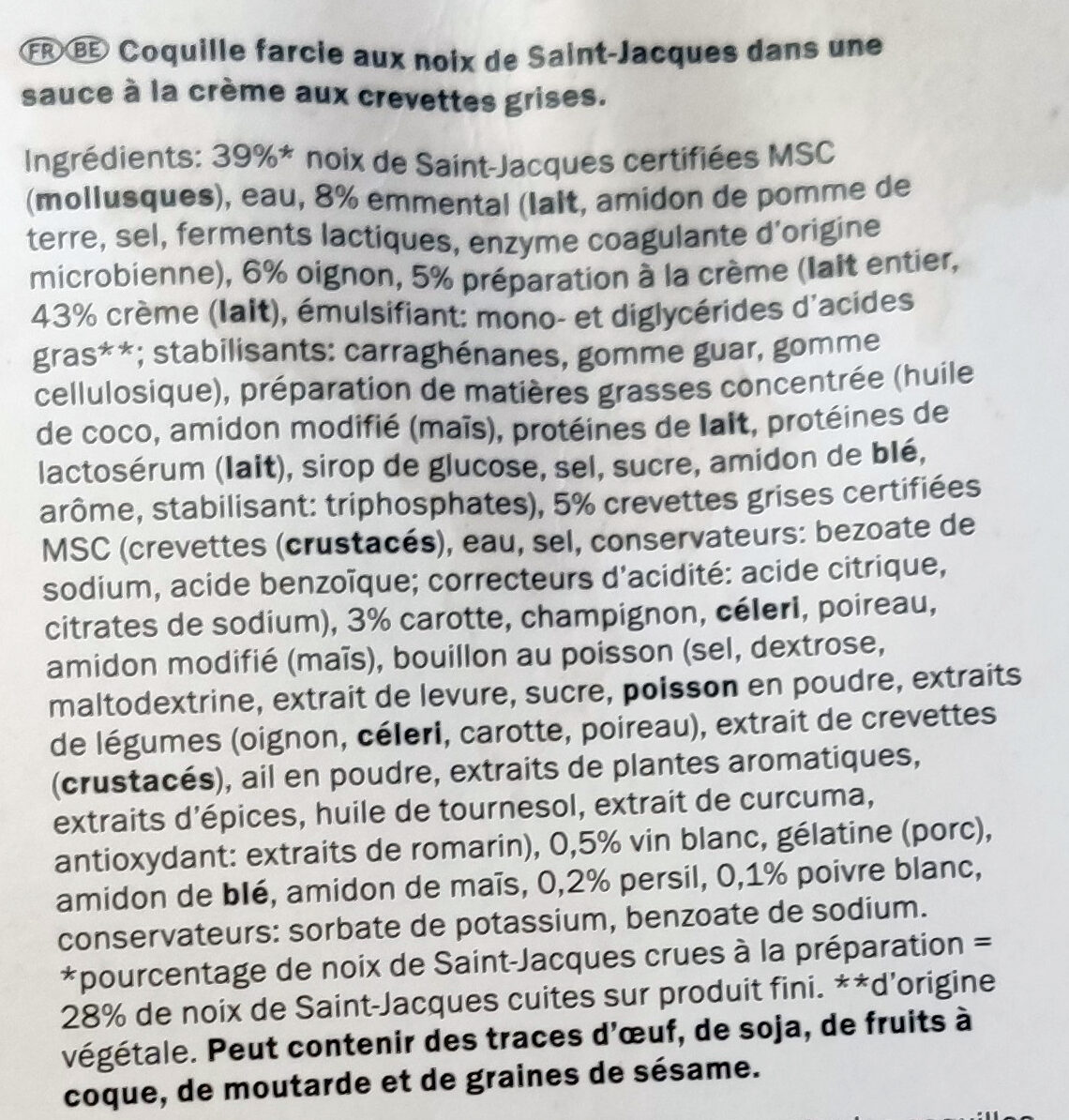 Coquilles Saint Jacques aux crevettes grises - Ingrediënten - fr
