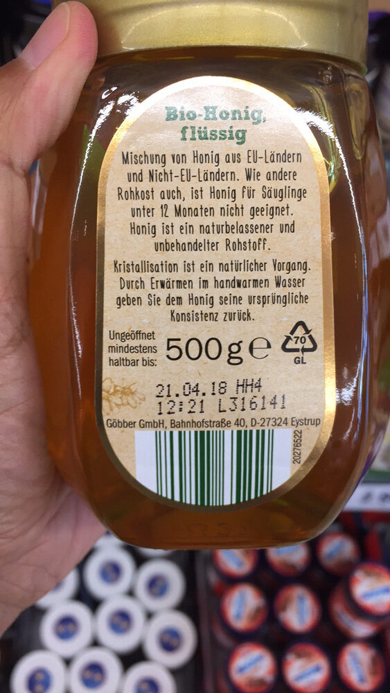 Biotrend - Bio Honig Goldklar - Nährwertangaben